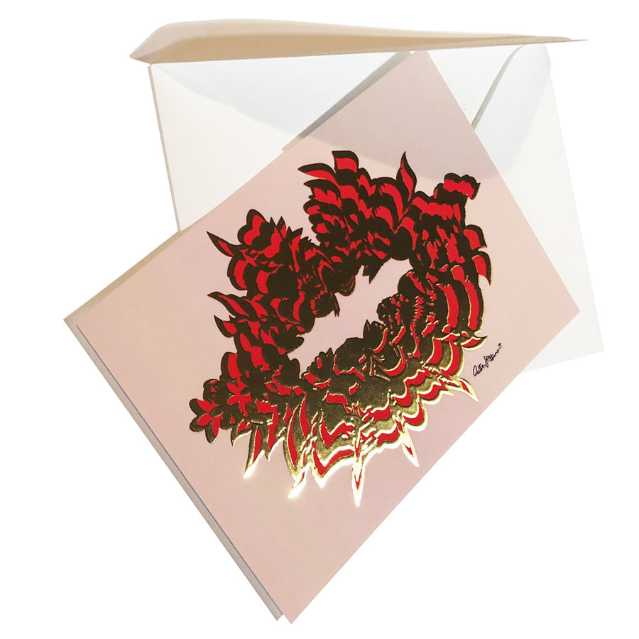 Art Postcard - Air-Kiss (pink-foil) - shop.reettahiltunen.com