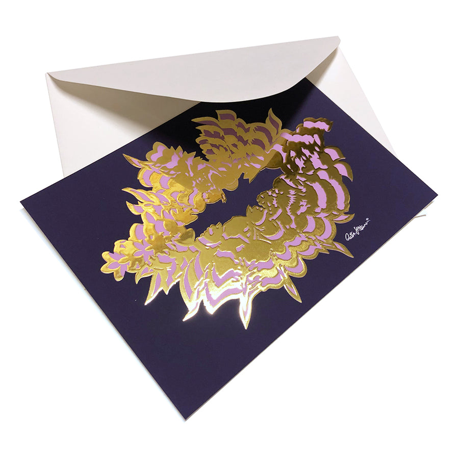 Art Postcard - Air-Kiss (purple-foil) - shop.reettahiltunen.com