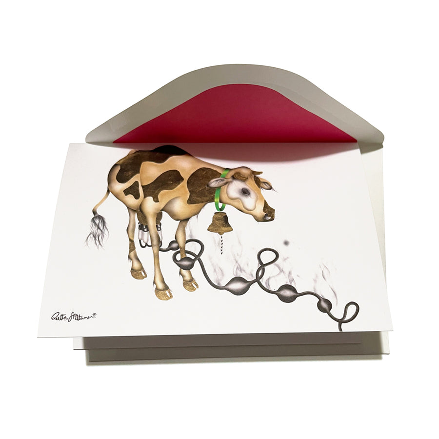 Cash Cow art greeting card by Reetta Hiltunen