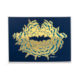 Air-Kiss art postcard (blue-foil) - shop.reettahiltunen.com