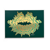 Air-Kiss art postcard (darkgreen-foil) - shop.reettahiltunen.com