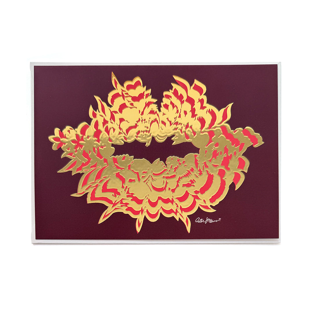 Air-Kiss art postcard (mulberry-foil) - shop.reettahiltunen.com