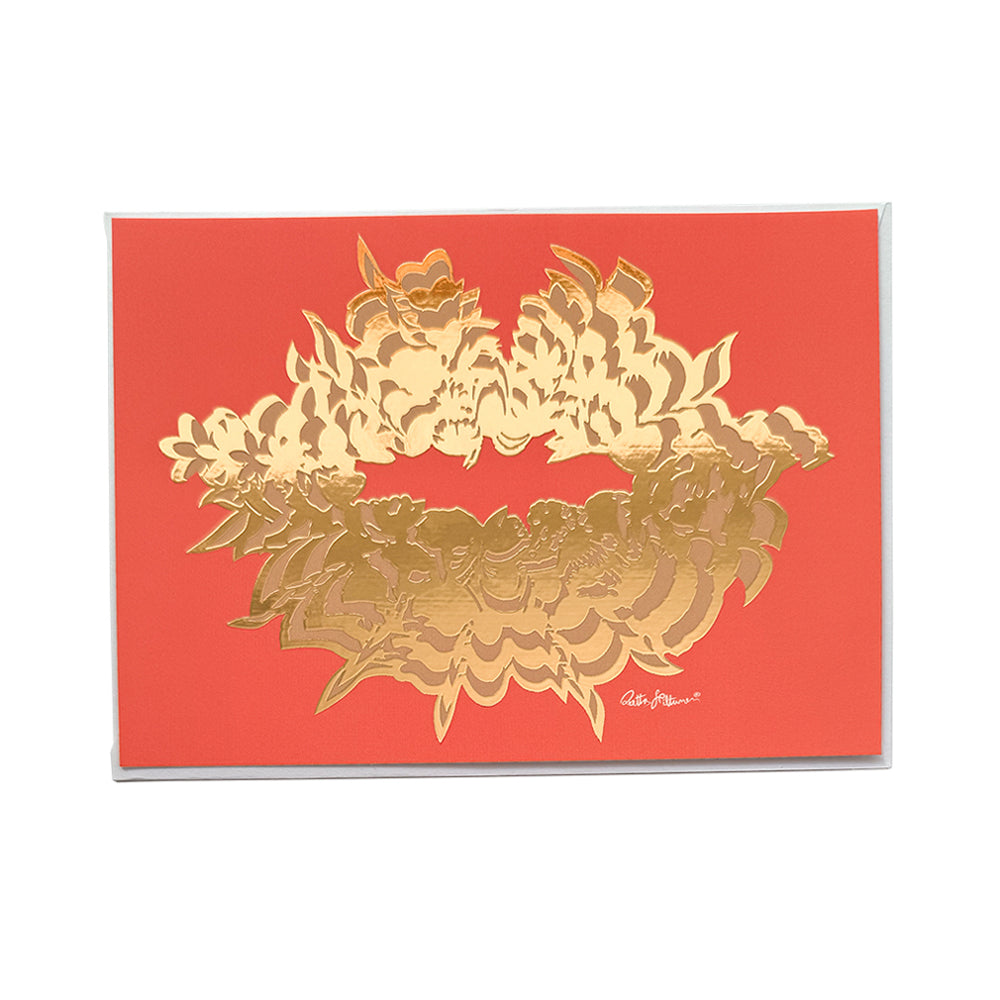 Air-Kiss art postcard (sunrise-foil) - shop.reettahiltunen.com