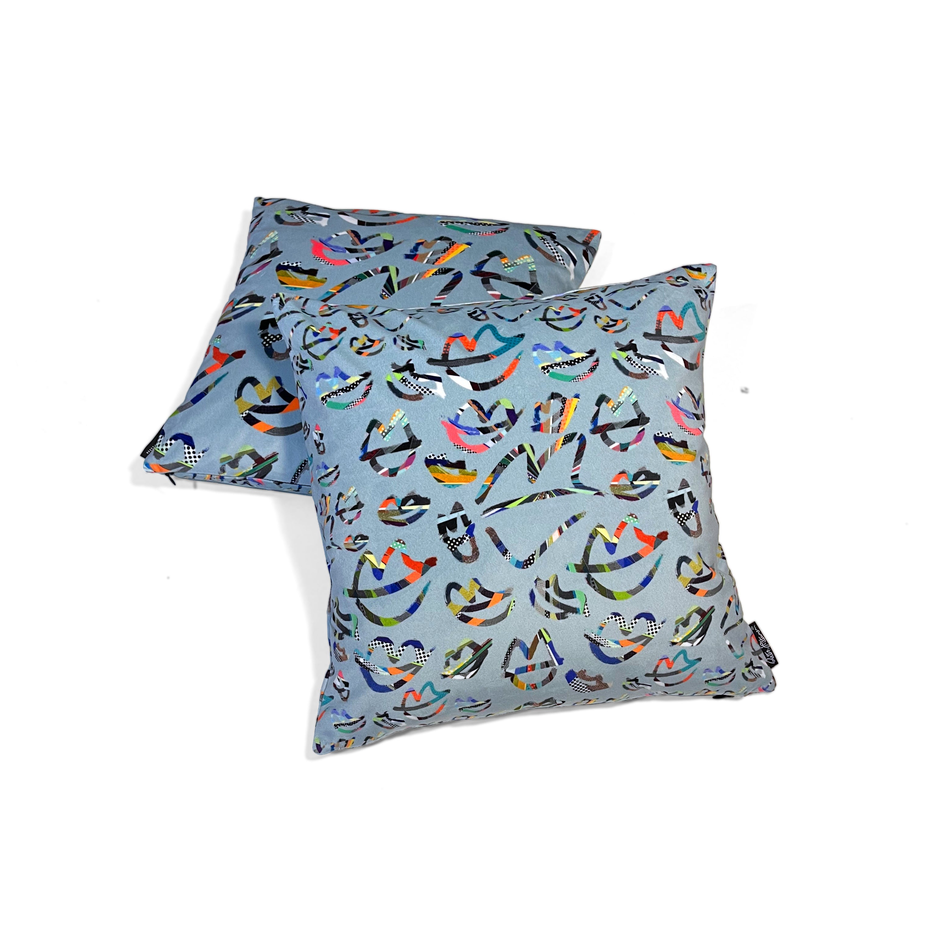 Many Faces (light blue) cushion cover - shop.reettahiltunen.com