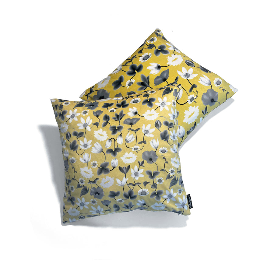 Field of Kisses (sun yellow/bw) cushion cover - shop.reettahiltunen.com