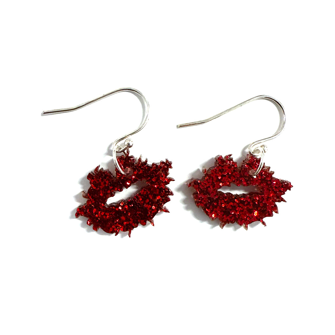 Kiss Of Life - Fish Hook Earrings (glitter acrylic) - shop.reettahiltunen.com