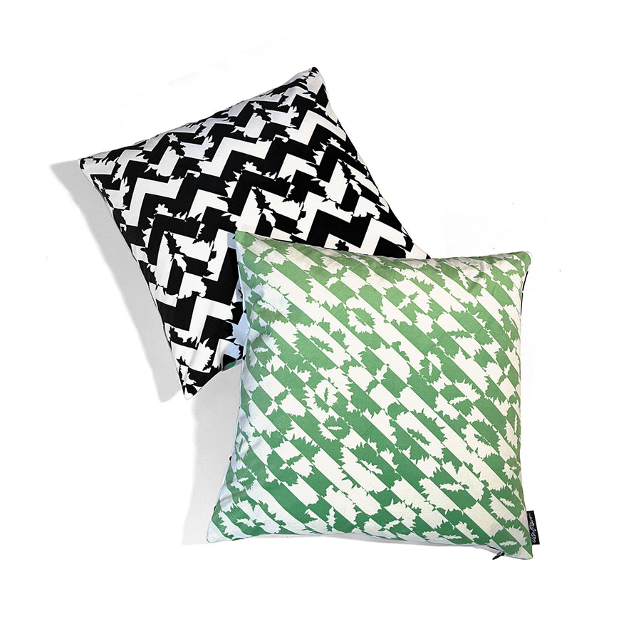 Stripes and Kisses (bk/lightgreen) cushion cover - shop.reettahiltunen.com