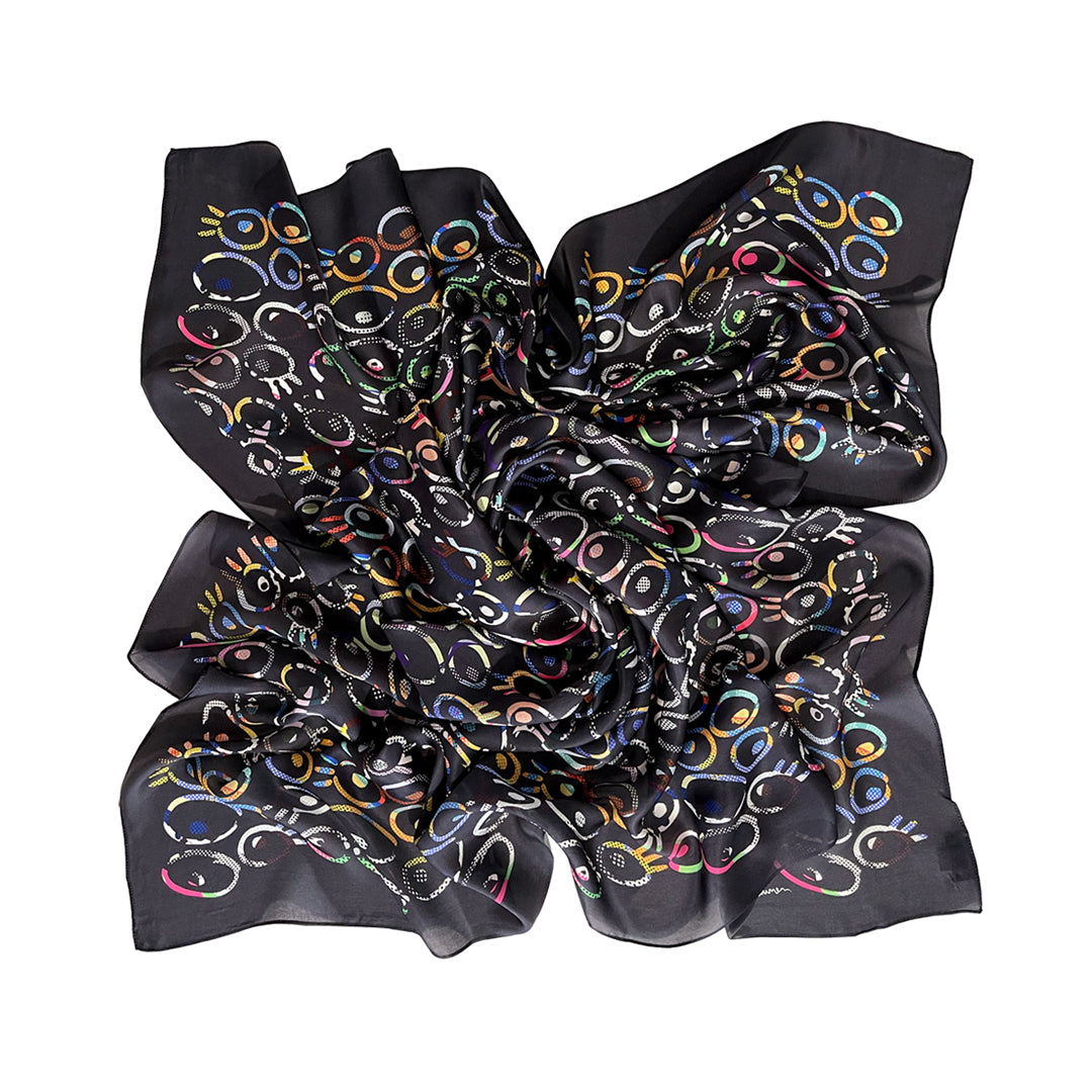 All The Eyes On Me (black) - Large Silk Scarf - shop.reettahiltunen.com
