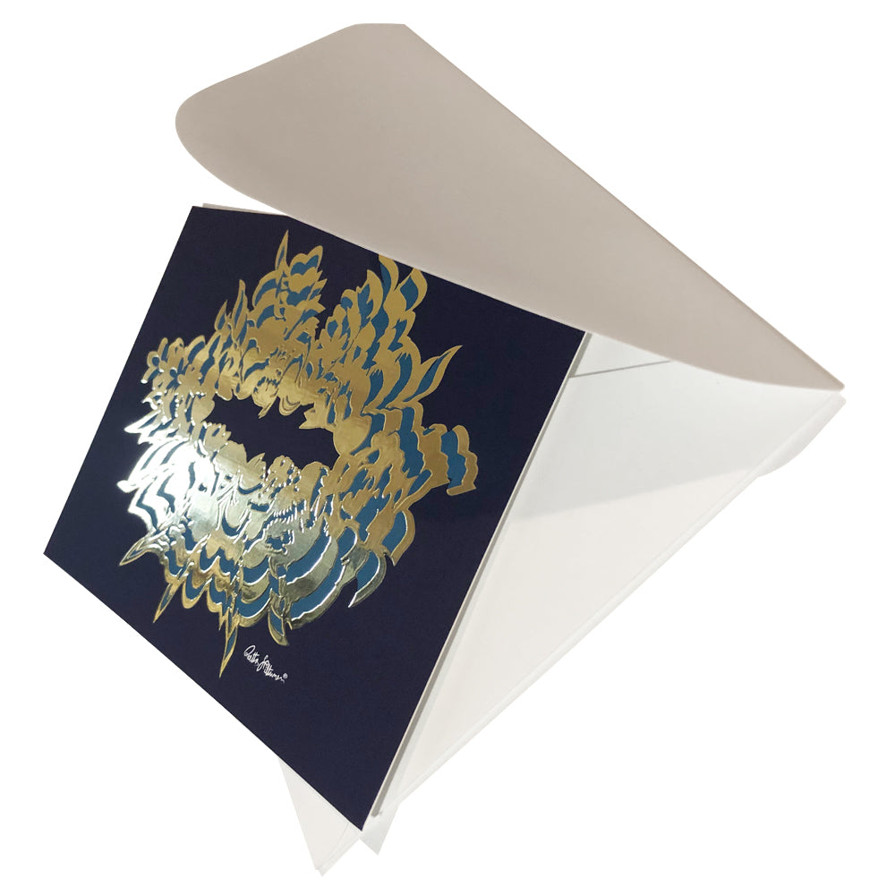 Art Postcard - Air-Kiss (blue-foil) - shop.reettahiltunen.com