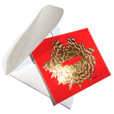 Air-Kiss art postcard (red-foil) by Reetta Hiltunen