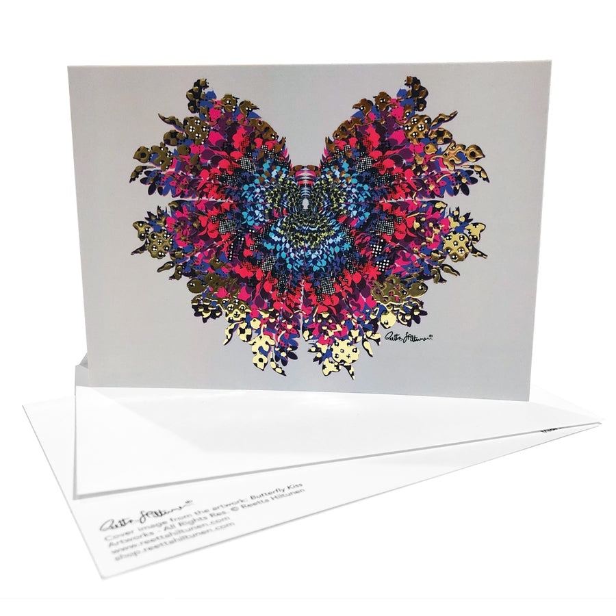 Art Postcard - Butterfly Kiss (purple) - shop.reettahiltunen.com