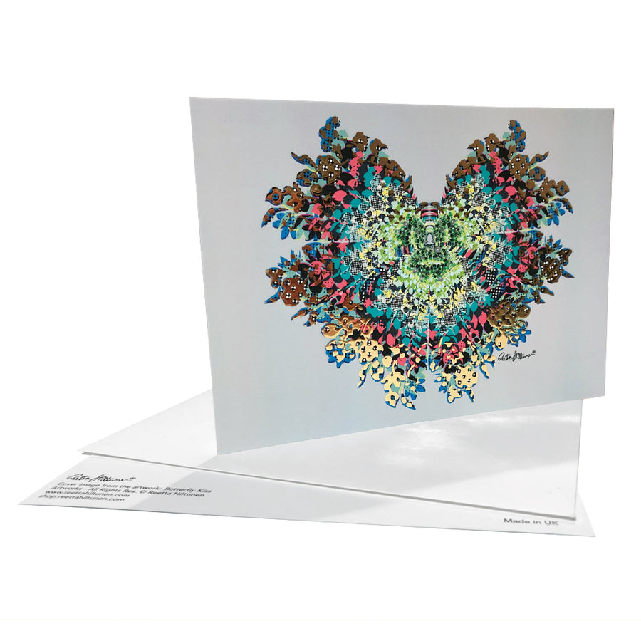 Art Postcard - Butterfly Kiss (silver) - shop.reettahiltunen.com