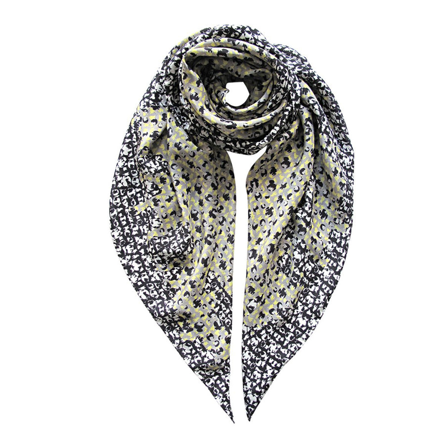 Champions (yellow/black) art silk scarf by Reetta Hiltunen