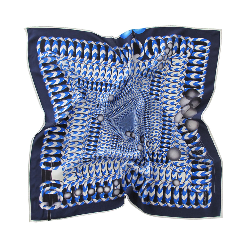 Hoop Hoop Hurray! (blue) - Small Silk Scarf - shop.reettahiltunen.com