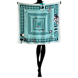 Hoop Hoop Hurray! (light blue) - Silk Scarf - shop.reettahiltunen.com