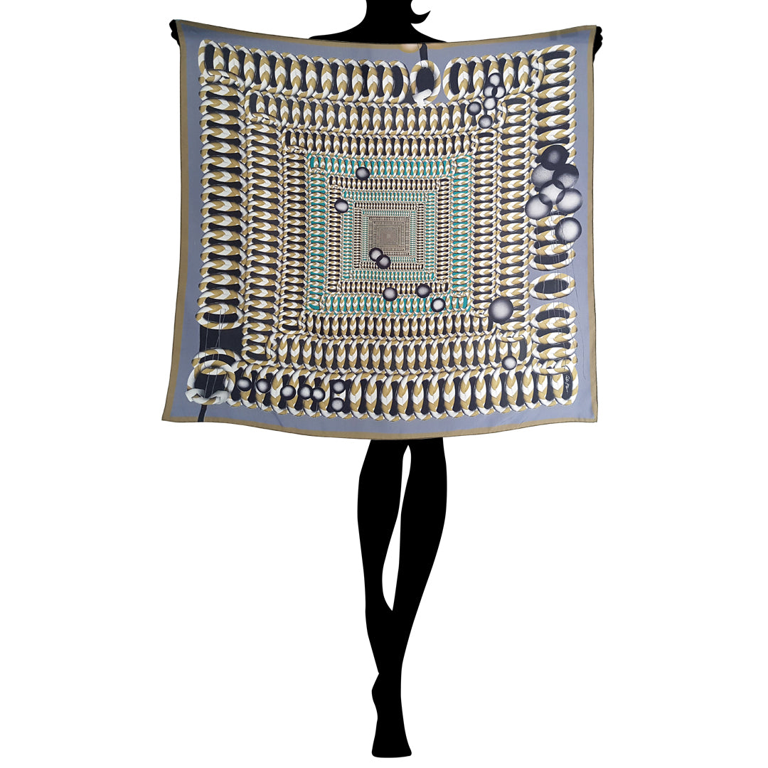 Hoop Hoop Hurray! (gold/silver) - Silk Scarf - shop.reettahiltunen.com
