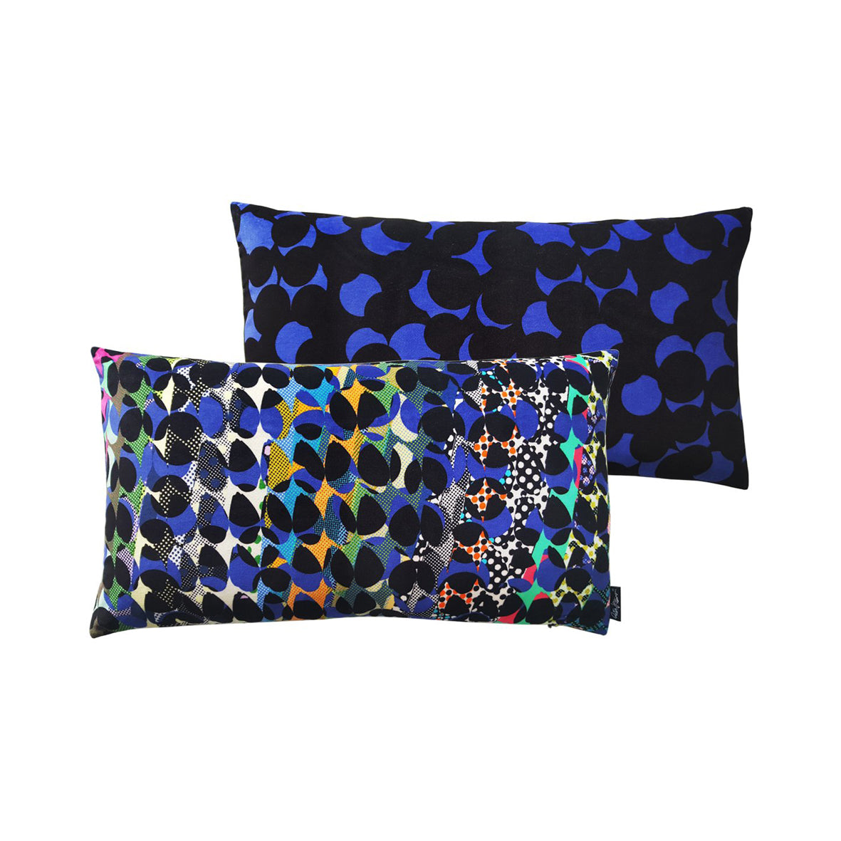 Floral Dots (black/blue) - Cushion Cover - shop.reettahiltunen.com