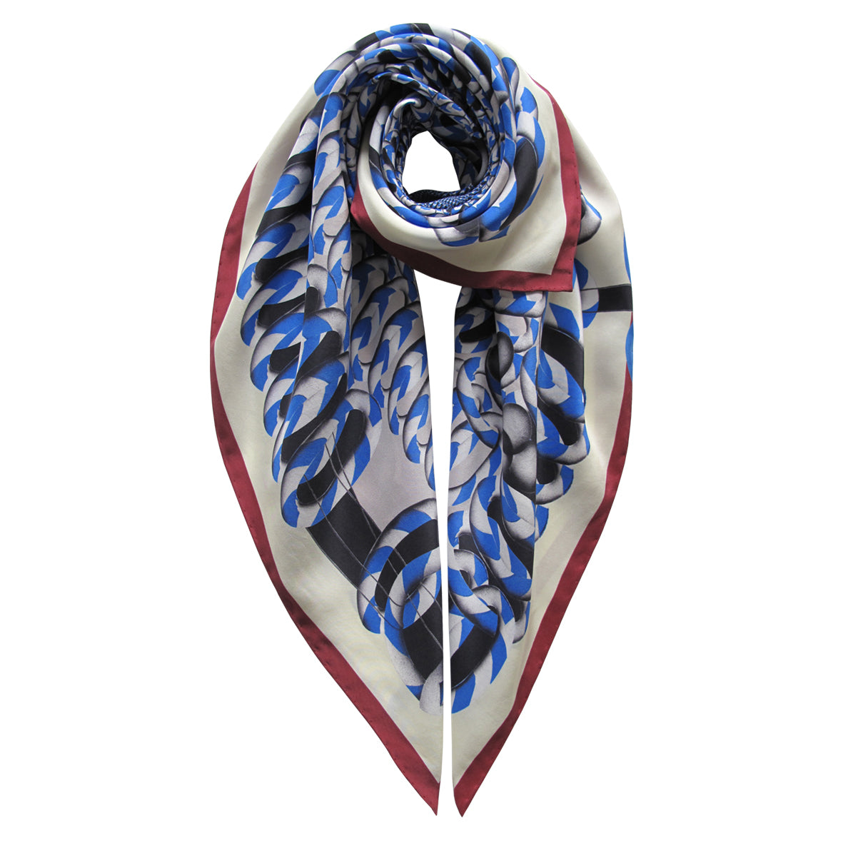 Hoop Hoop Hurray! (blue/red) - Silk Scarf - shop.reettahiltunen.com