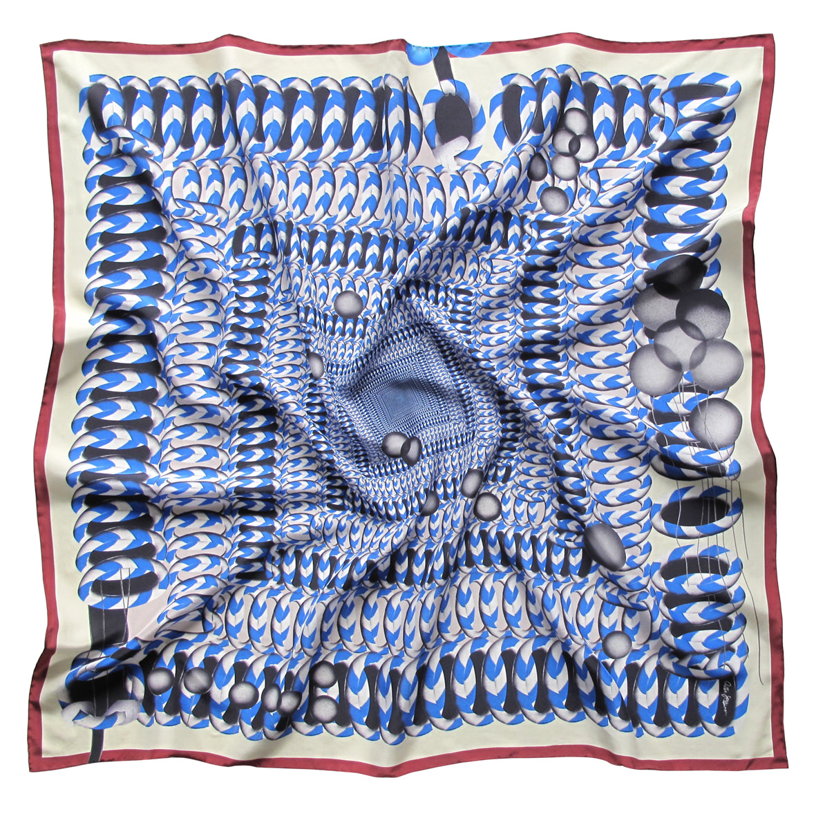 Hoop Hoop Hurray! (blue/red) - Silk Scarf - shop.reettahiltunen.com