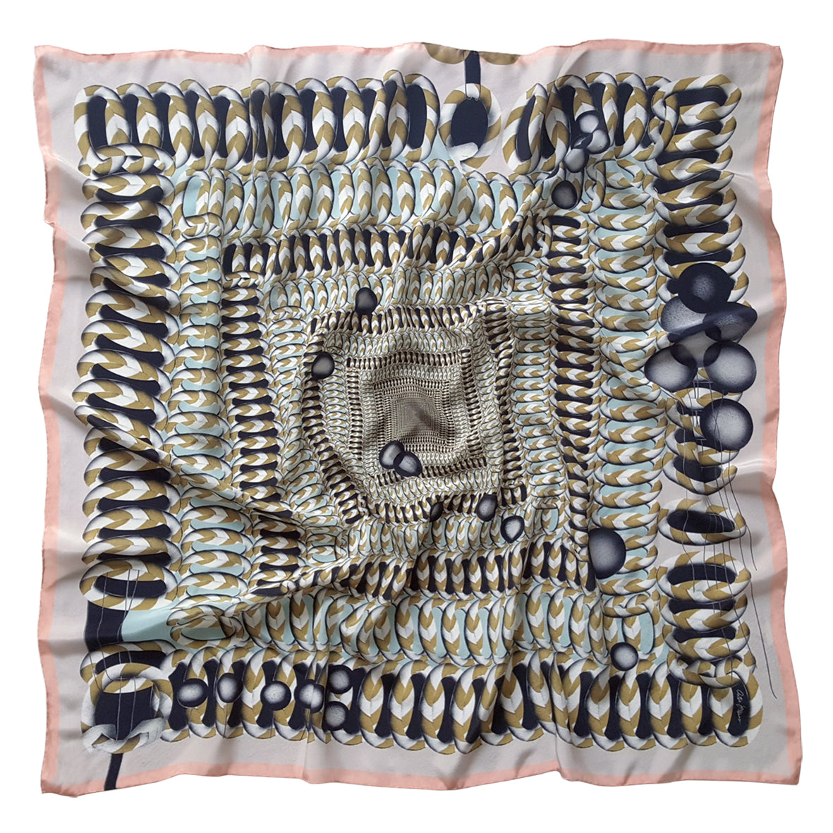 Hoop Hoop Hurray! (pink/gold) - Silk Scarf - shop.reettahiltunen.com
