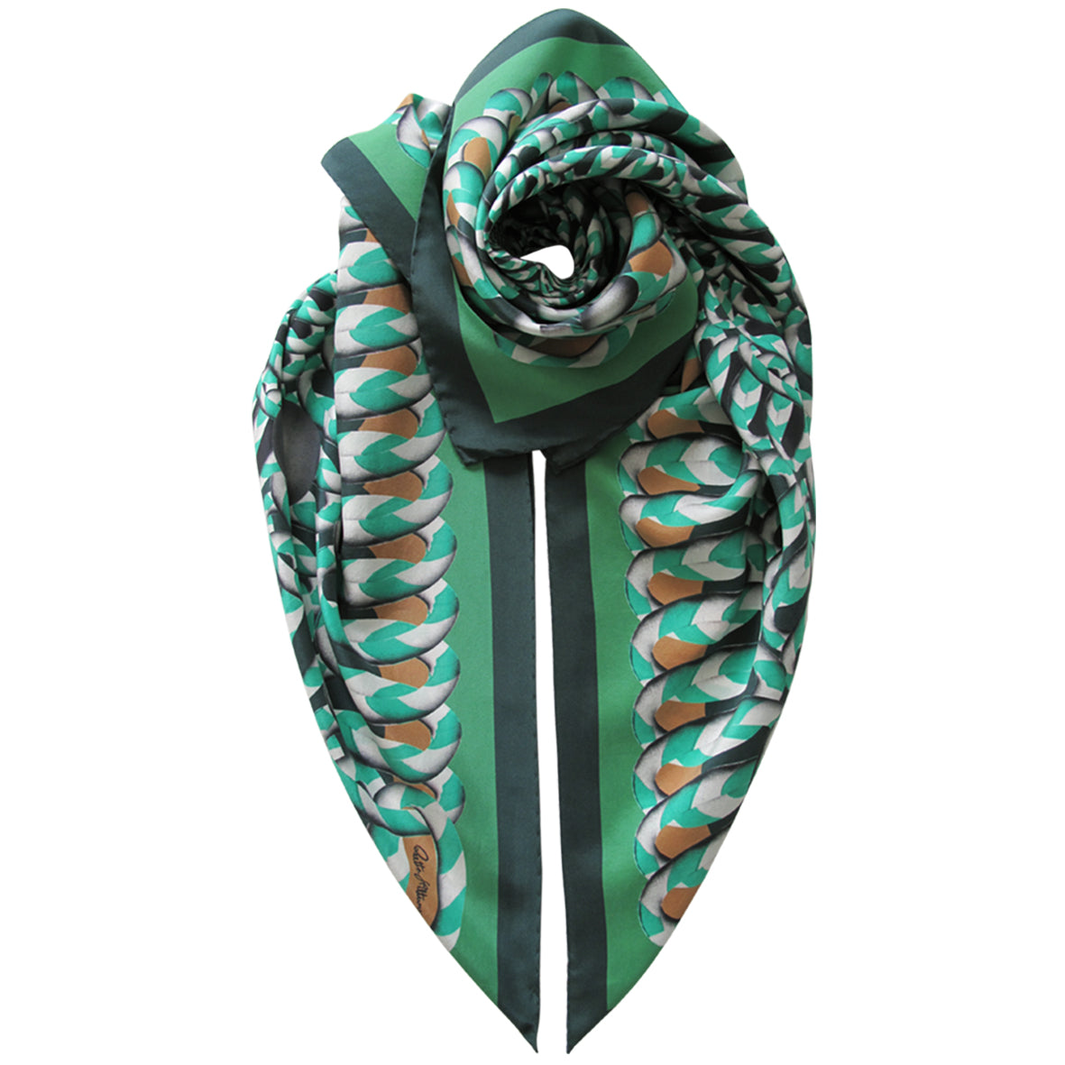 Hoop Hoop Hurray! (green) - Silk Scarf - shop.reettahiltunen.com
