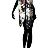 The Spiral of Life  (black/white) art silk scarf by Reetta Hiltunen