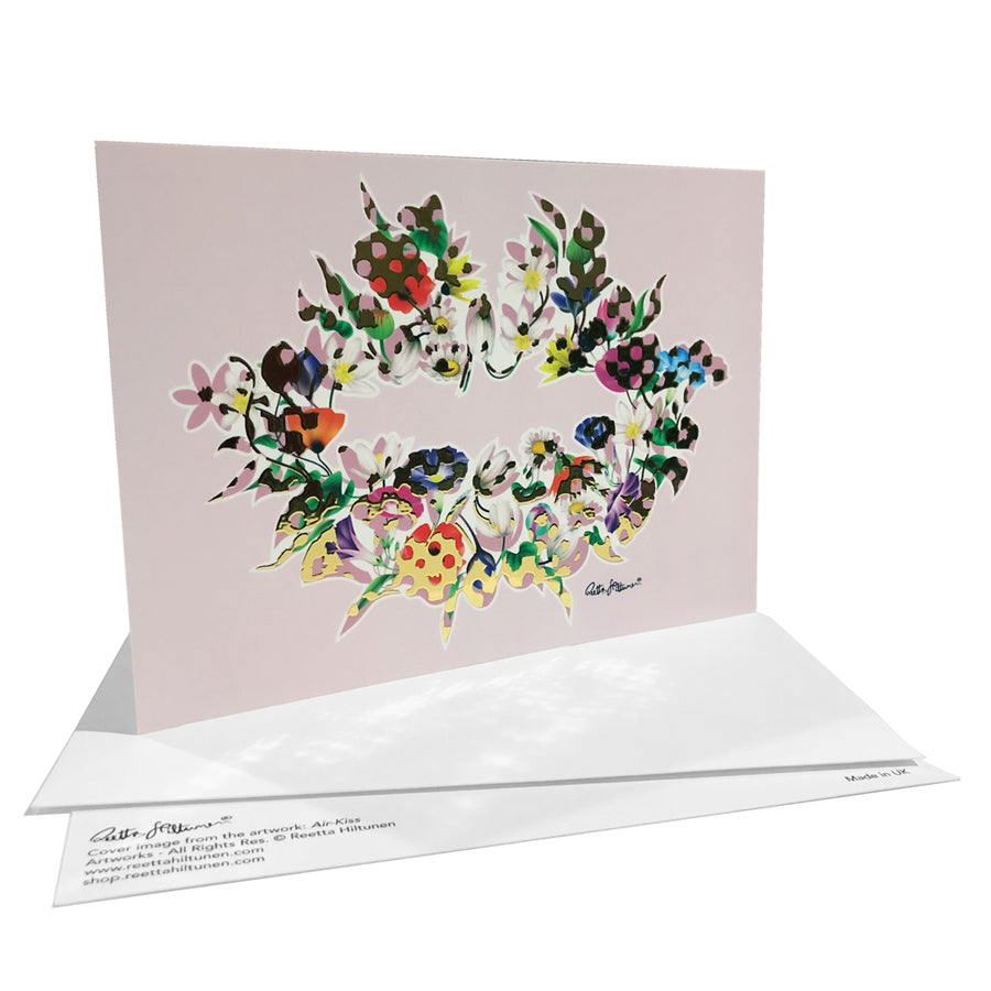 Art Postcard - Air-Kiss (light lilac-foil-floral1) - shop.reettahiltunen.com