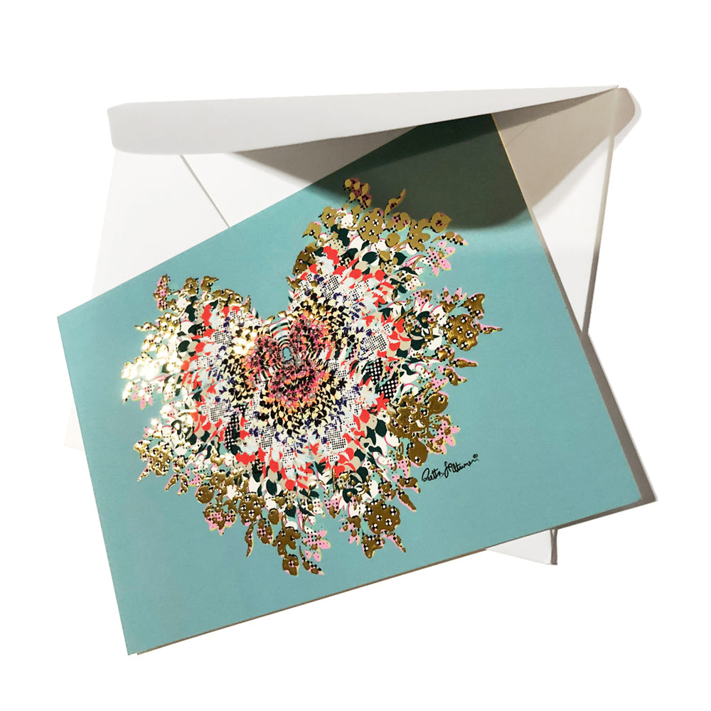 Art Postcard - Butterfly Kiss (turquoise blue) - shop.reettahiltunen.com