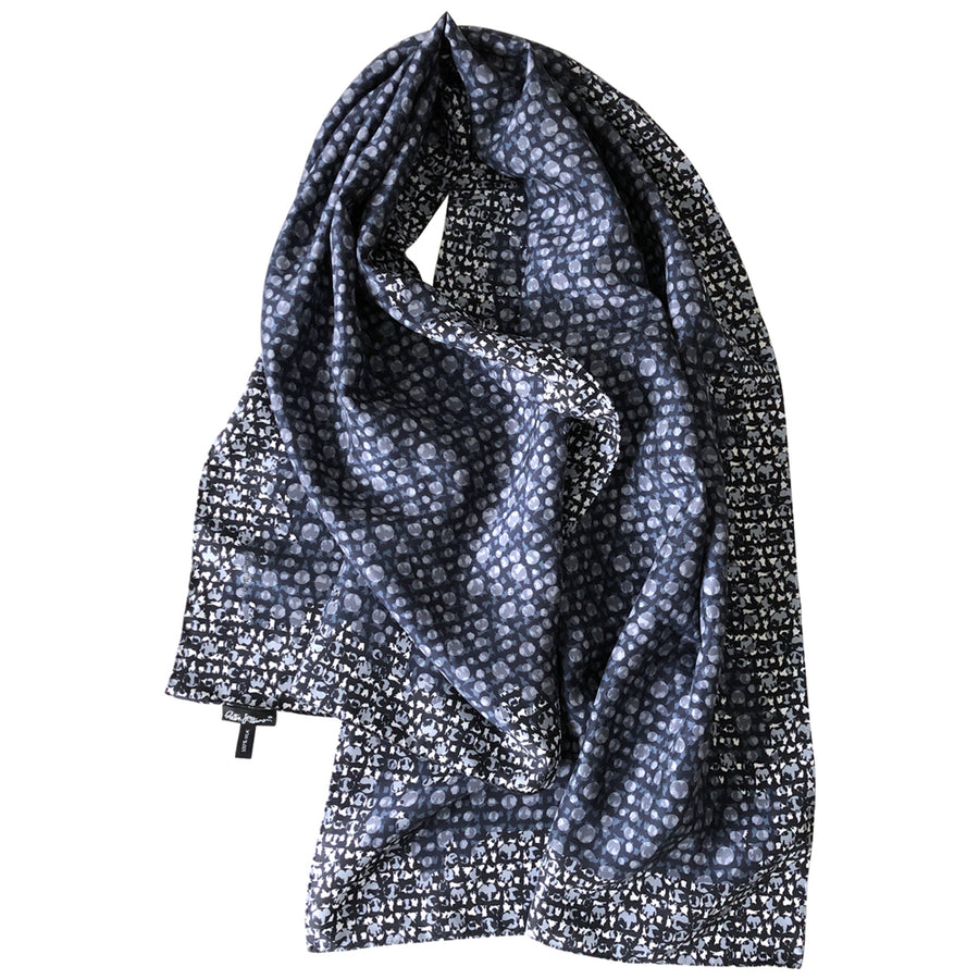 Champions (dark blue) art silk scarf by Reetta Hiltunen