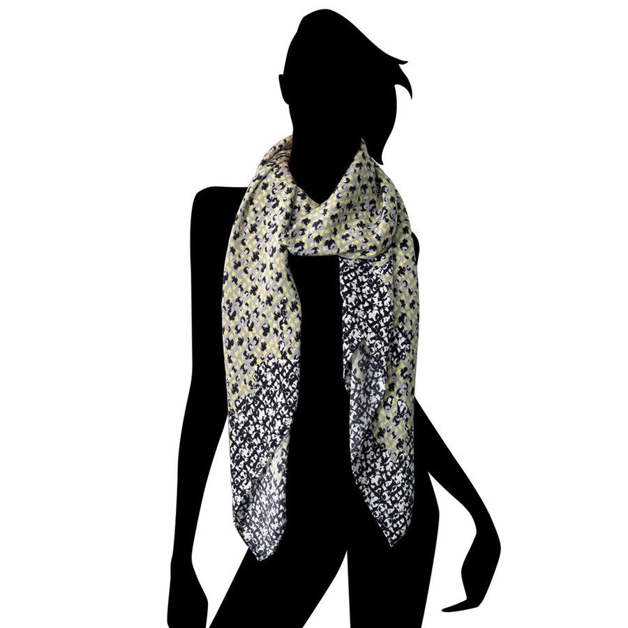 Champions (black/yellow) art silk scarf by Reetta Hiltunen