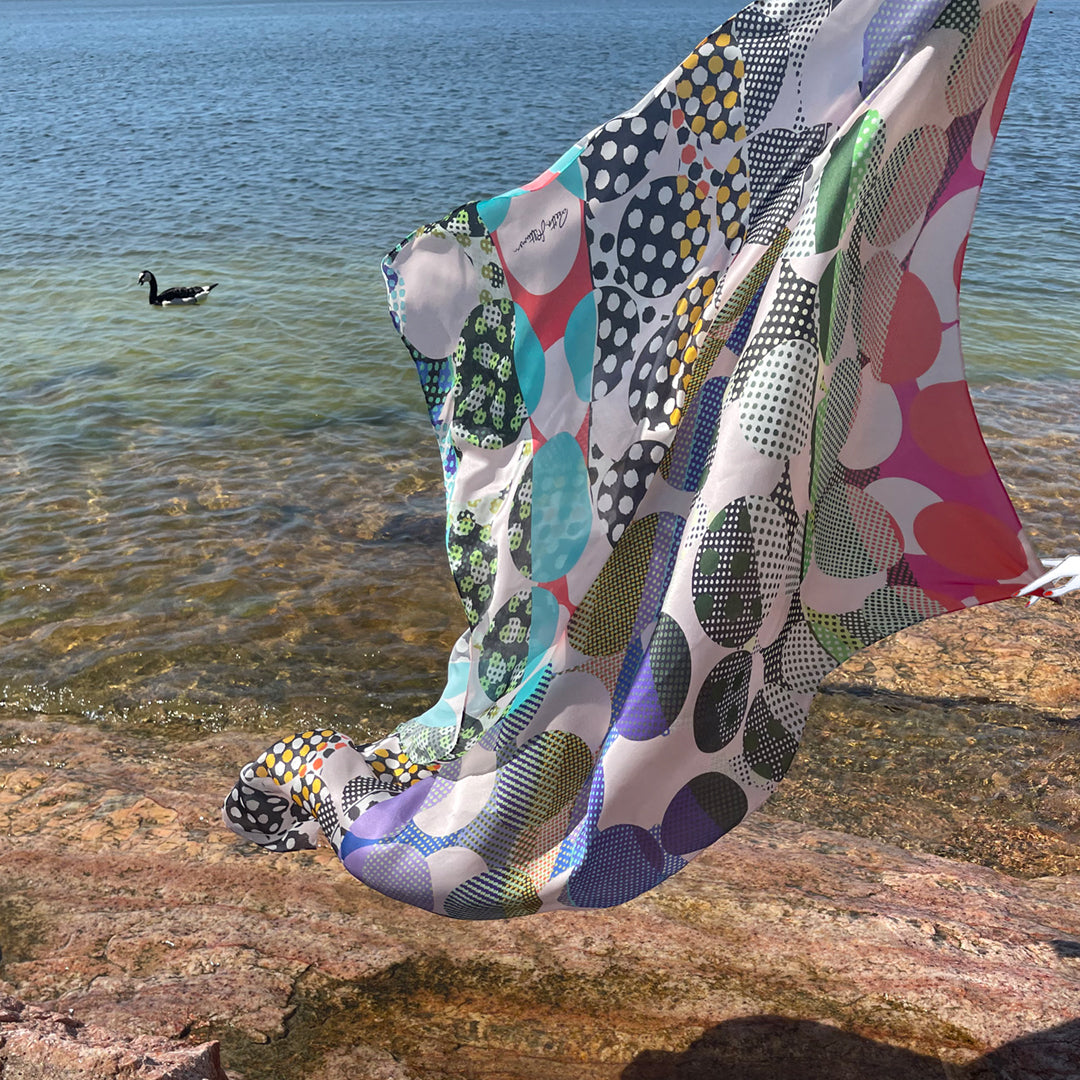 Rhythmic Dots silk scarves - various colours - shop.reettahiltunen.com