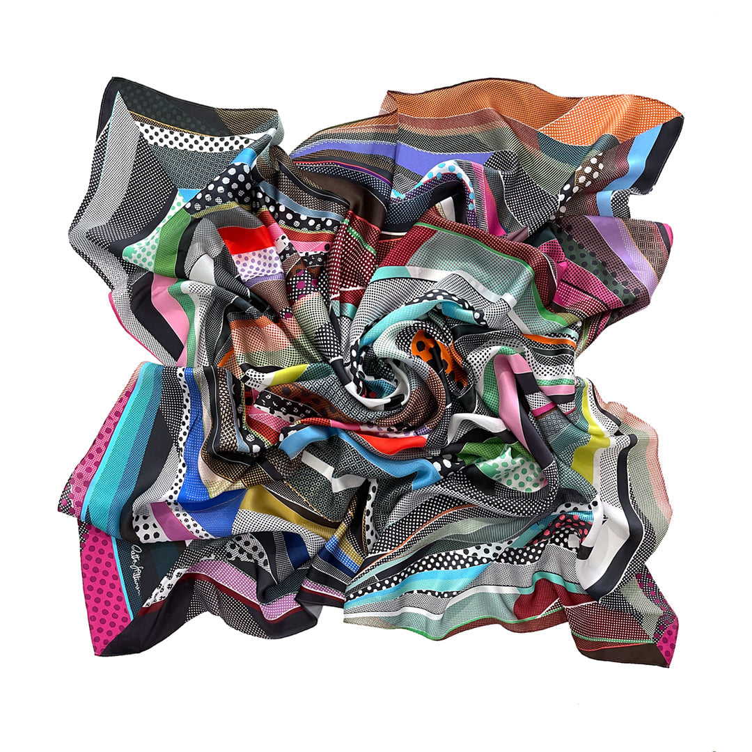 Radiant Diamond Cut art silk scarf by Reetta Hiltunen