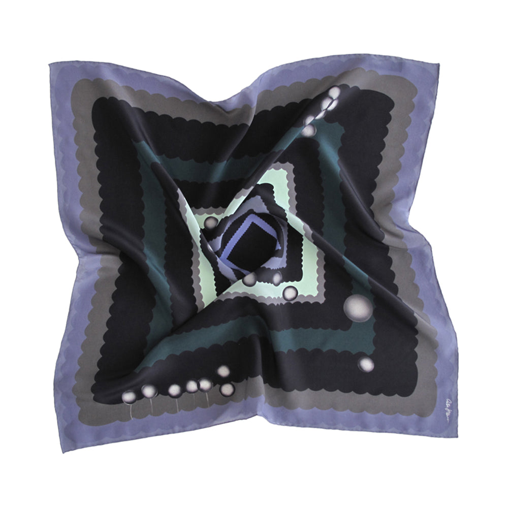 Dream Clouds (violet border) - Small Silk Scarf - shop.reettahiltunen.com