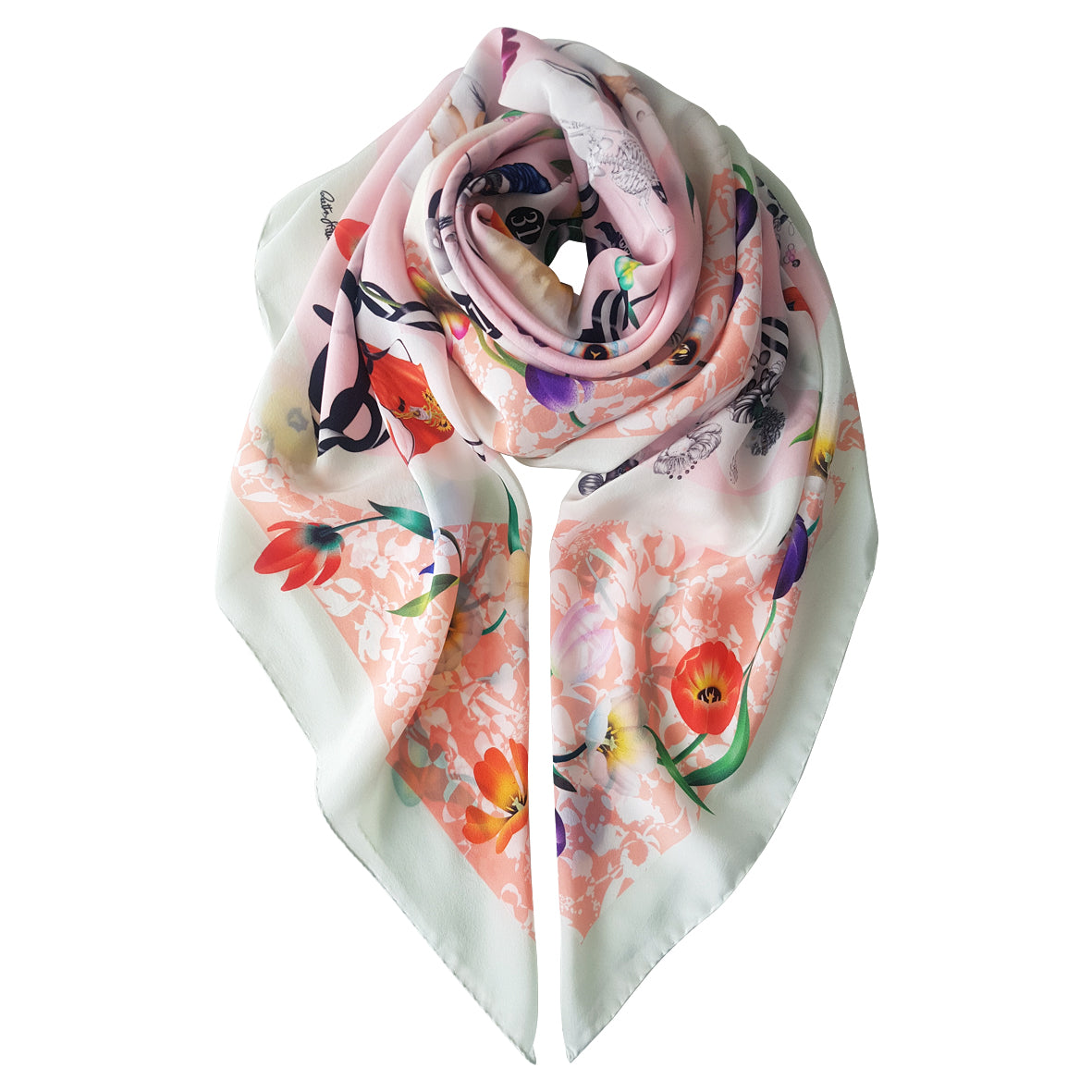 The Spiral Of Ethics (pink) - Silk Scarf - shop.reettahiltunen.com